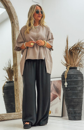 Taupe FANNY short-sleeved blouse