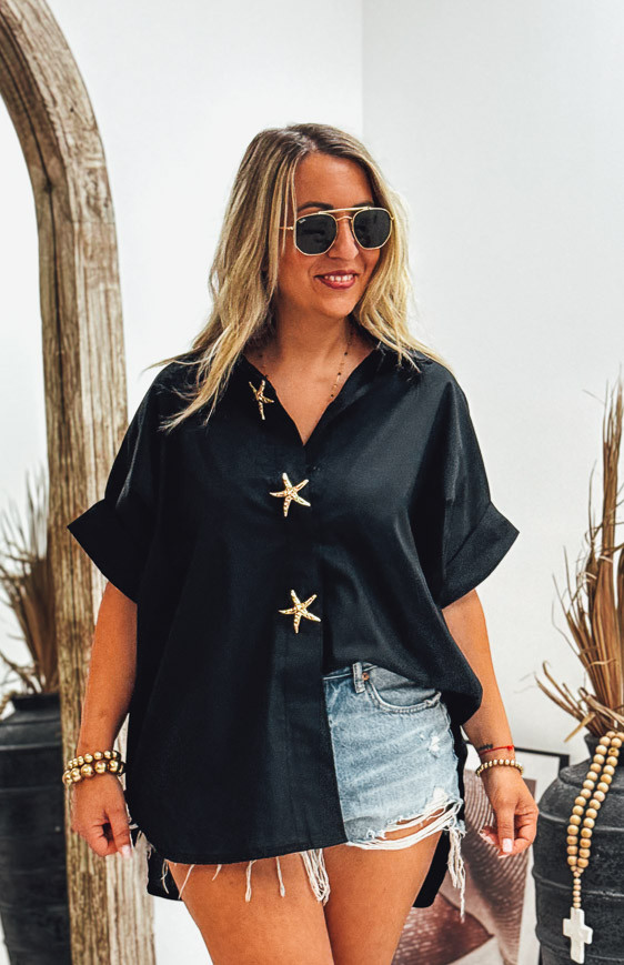 Chemise GARANCE manches courtes noire