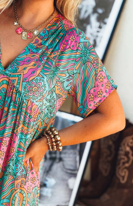 Robe VERONICA longue manches courtes