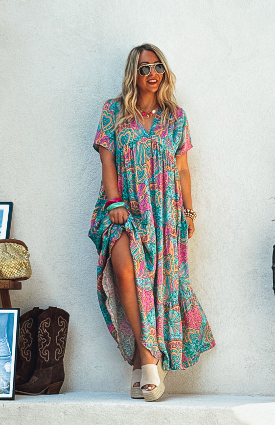 Robe VERONICA longue manches courtes