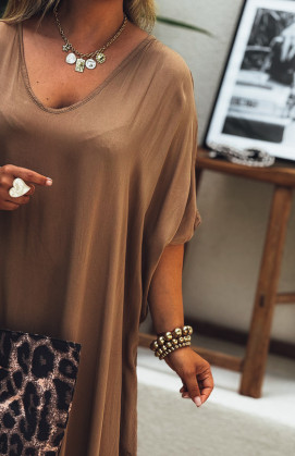 Robe SARAH longue manches courtes camel