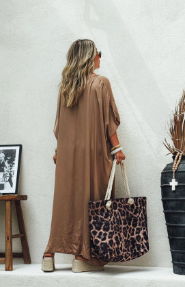 Robe SARAH longue manches courtes camel