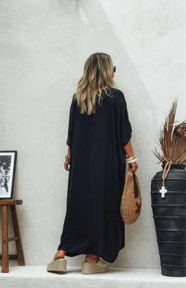 Robe SARAH longue manches courtes noire
