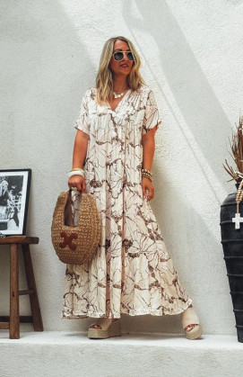 Robe DANIELA longue manches courtes