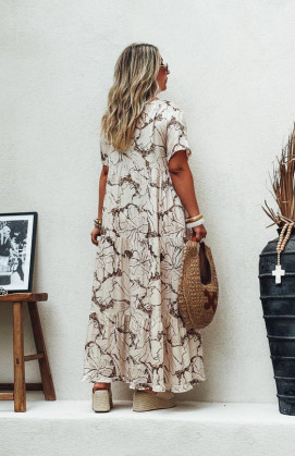 Robe DANIELA longue manches courtes