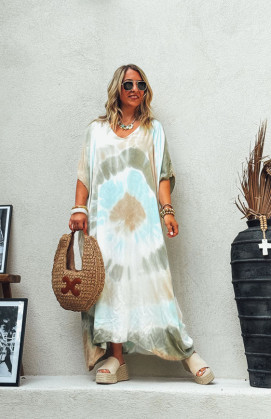 Khaki LOLITA long dress, short sleeves