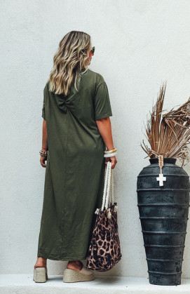 Robe VICKY longue manches courtes kaki