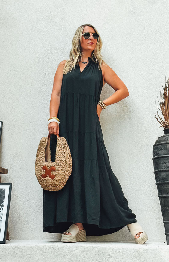 Black CAMERON long sleeveless dress
