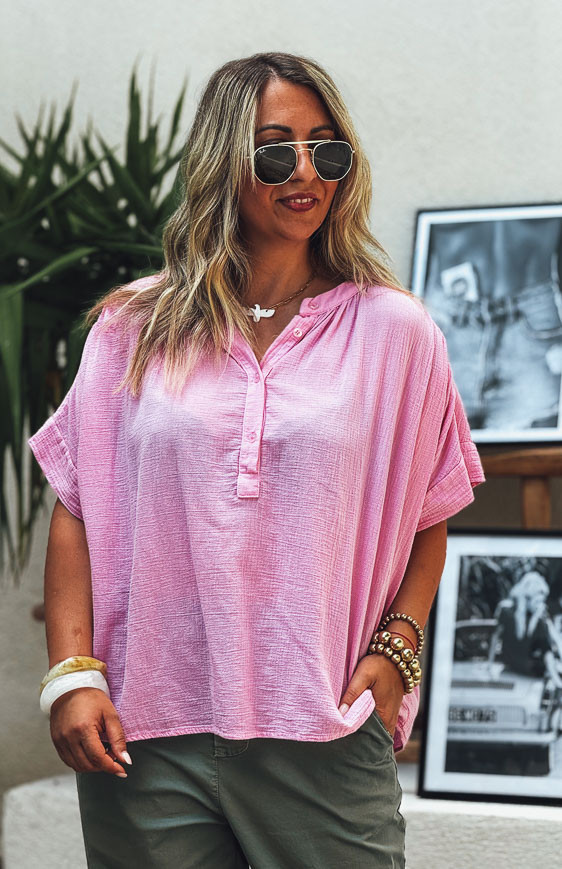 Blouse SERVANE manches courtes rose