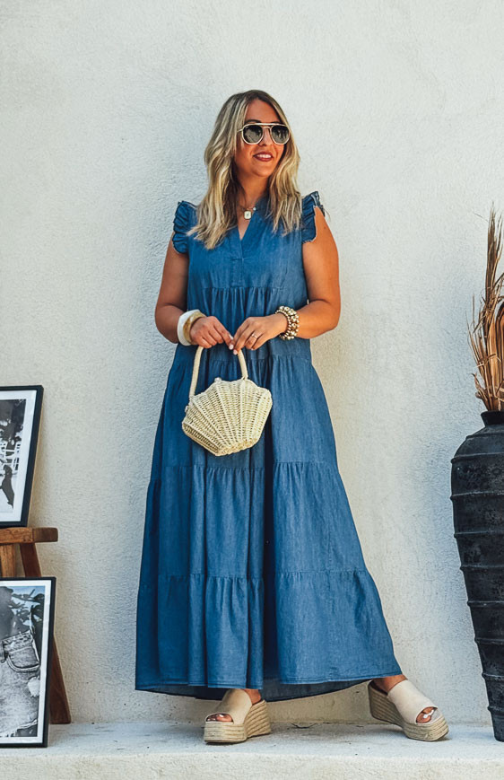 Blue MAGDA long sleeveless dress