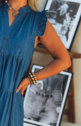 Blue MAGDA long sleeveless dress