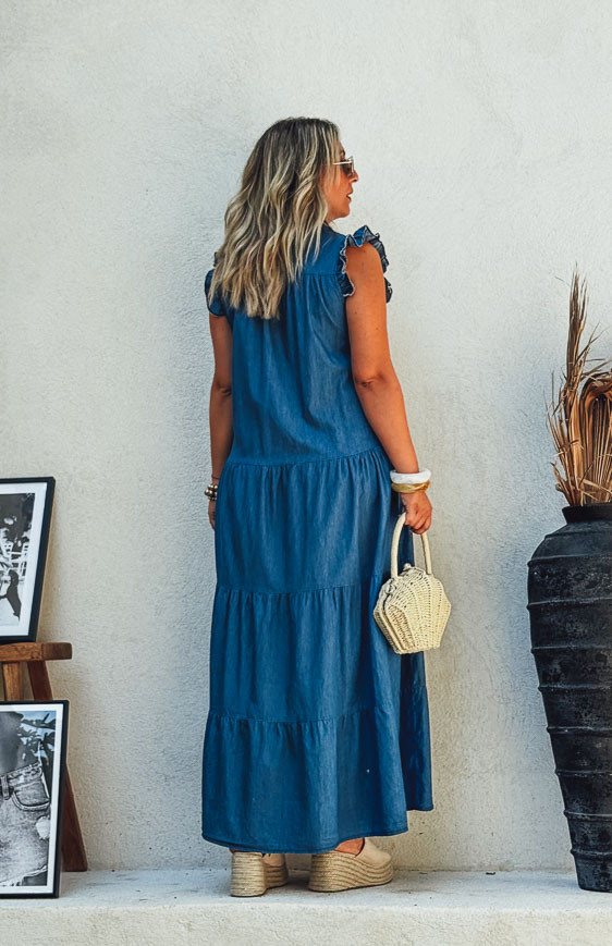 Blue MAGDA long sleeveless dress