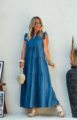 Blue MAGDA long sleeveless dress