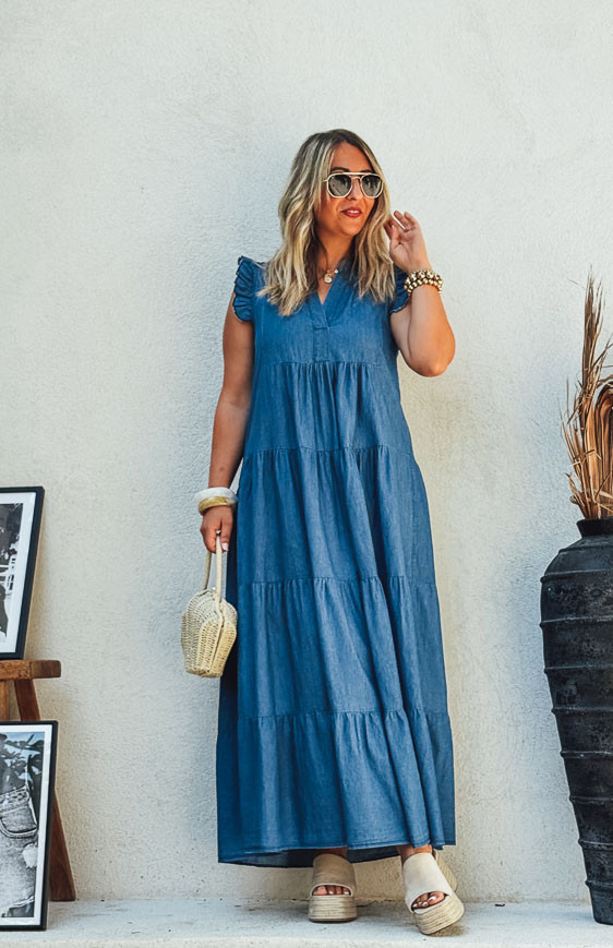 Blue MAGDA long sleeveless dress