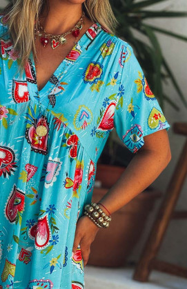 WANDA long dress, short sleeves