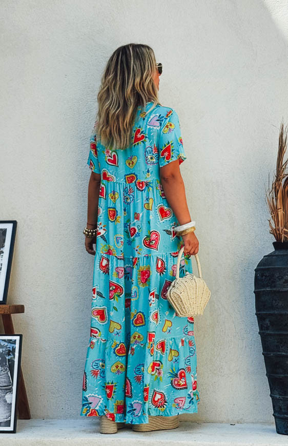 WANDA long dress, short sleeves