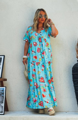 WANDA long dress, short sleeves