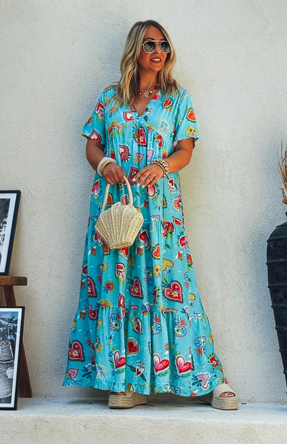 WANDA long dress, short sleeves