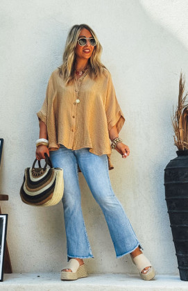 Chemise MAGALI manches courtes camel