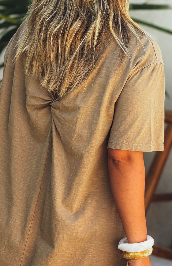 Robe VICKY longue manches courtes camel