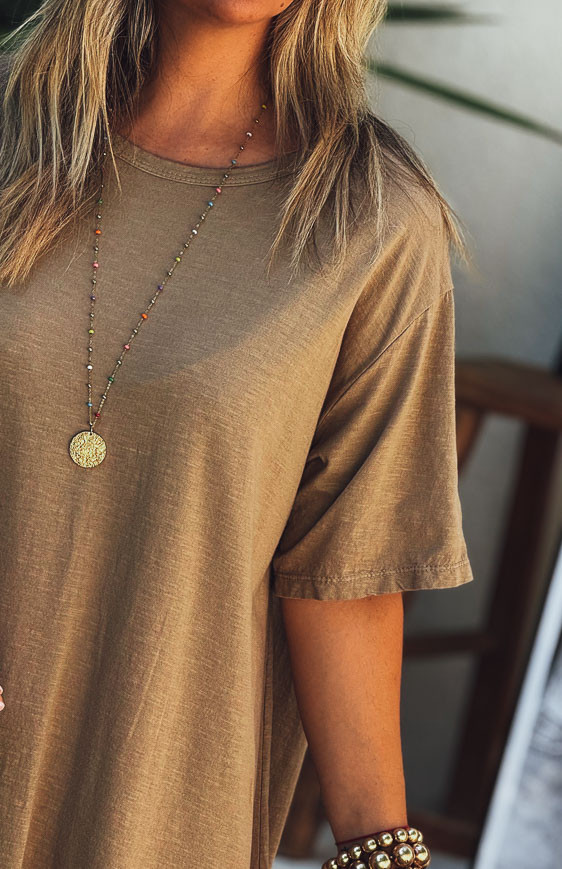 Robe VICKY longue manches courtes camel