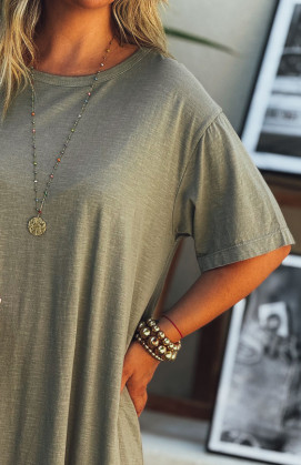 Robe VICKY longue manches courtes taupe