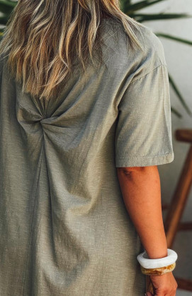 Robe VICKY longue manches courtes taupe
