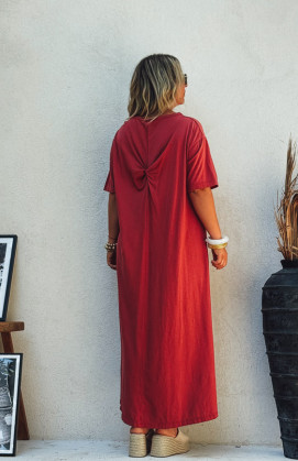 Robe VICKY longue manches courtes bordeaux