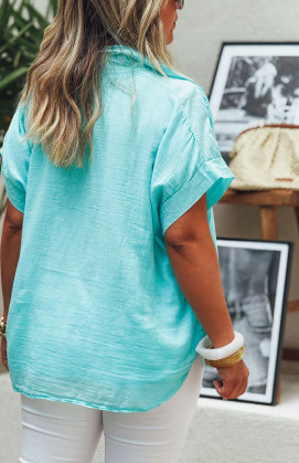 Chemise ELYANNE manches courtes turquoise