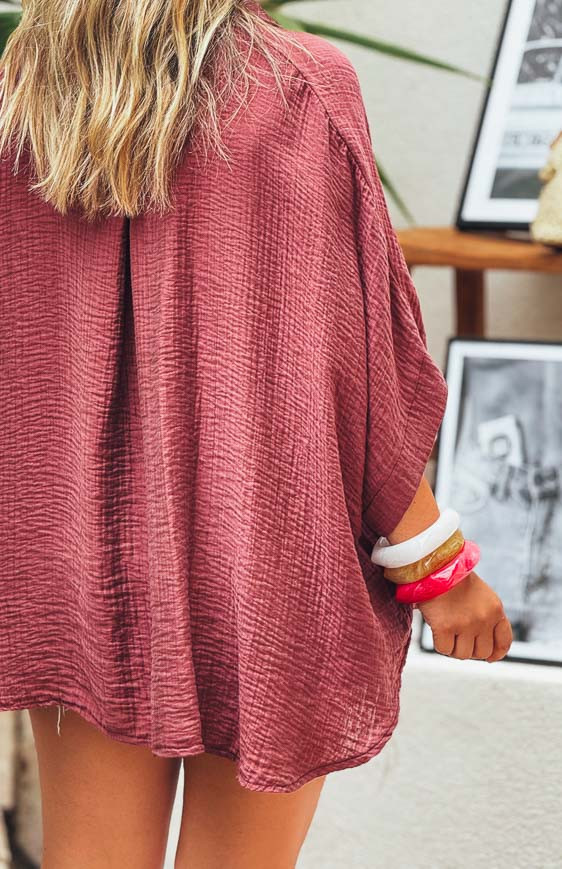 Chemise MAGALI manches courtes bordeaux