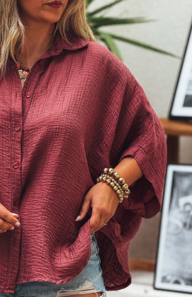Chemise MAGALI manches courtes bordeaux
