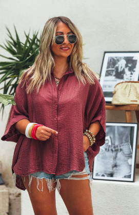 Chemise MAGALI manches courtes bordeaux