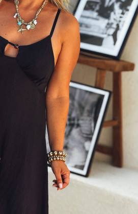 Robe RITA longue bretelles noire