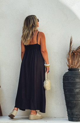 Robe RITA longue bretelles noire