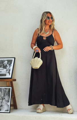 Robe RITA longue bretelles noire