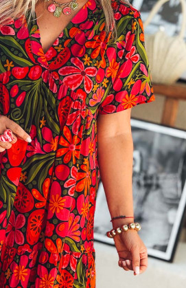 Robe STEPHANIE longue manches courtes