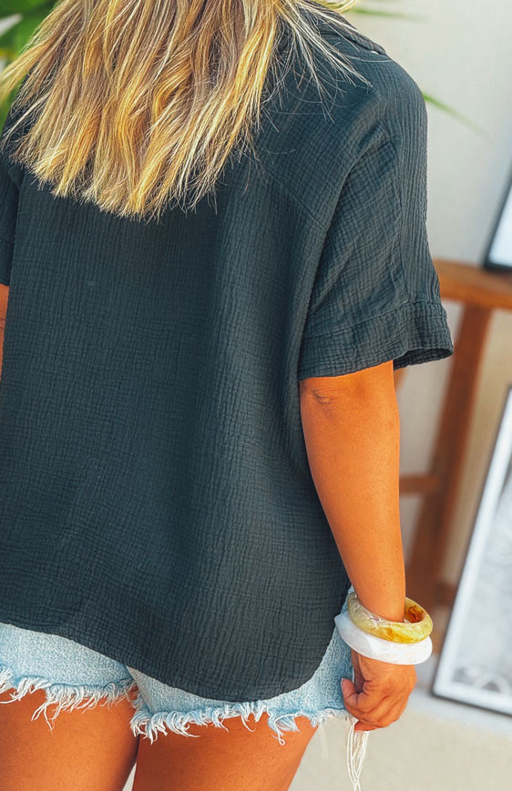 Black PERLA short-sleeved shirt