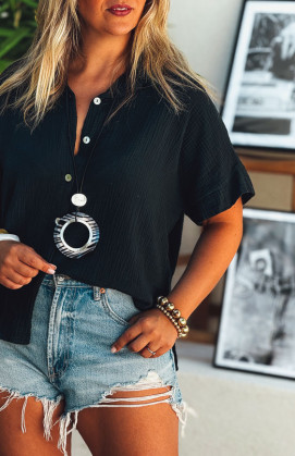 Black PERLA short-sleeved shirt