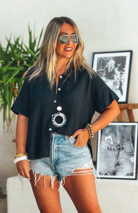 Black PERLA short-sleeved...