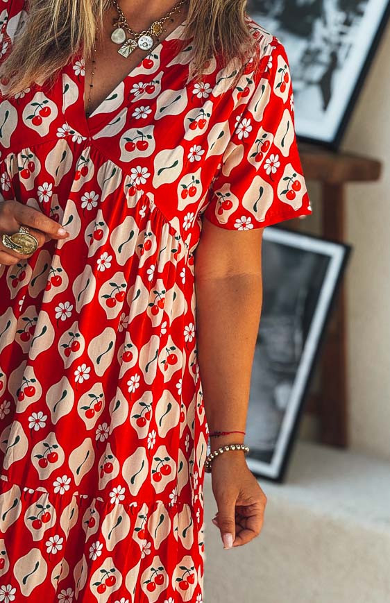 GIUSTINA long dress, short sleeves
