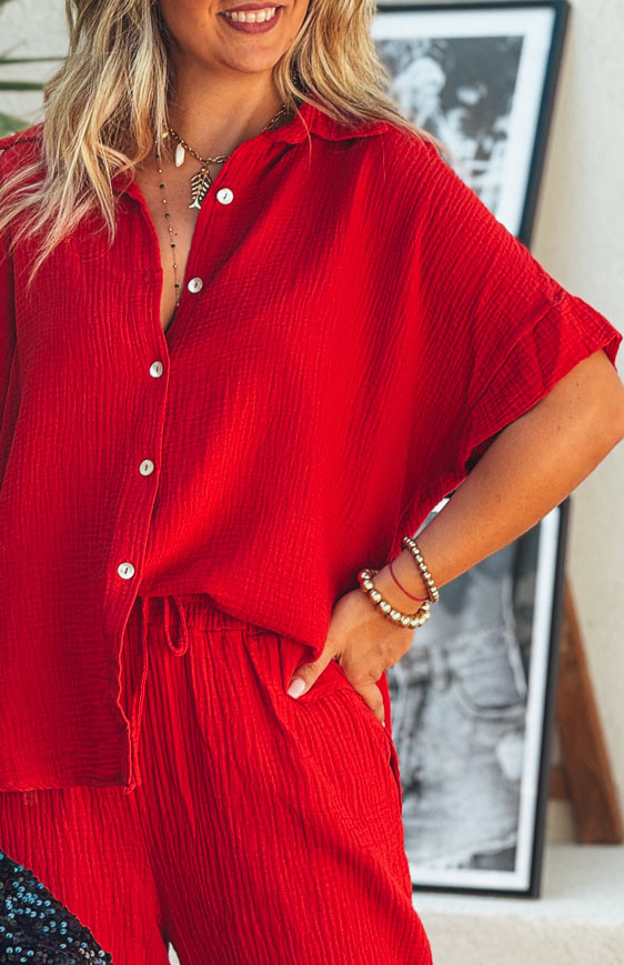Red PERLA short-sleeved shirt