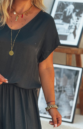 Black MARINA short-sleeved blouse