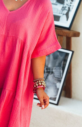 Fuchsia LISA short-sleeved dress