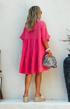 Fuchsia LISA short-sleeved dress