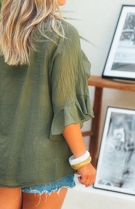 PATRICIA short-sleeved blouse khaki