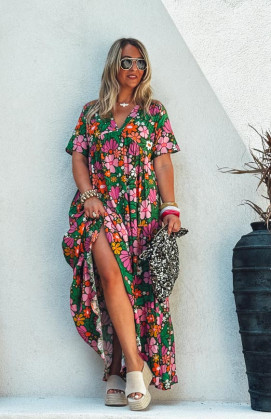 Robe GIANA longue manches courtes