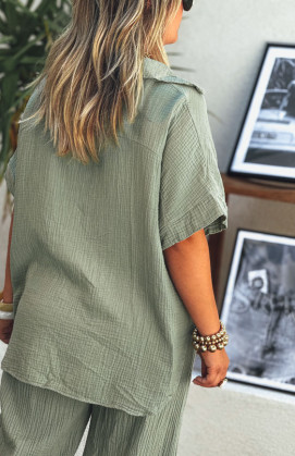Chemise PERLA manches courtes kaki