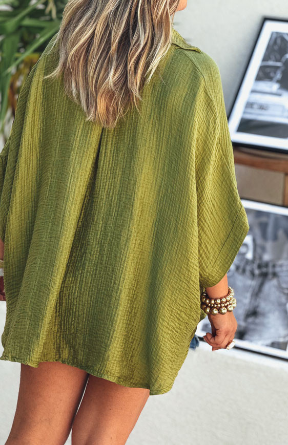 Chemise MAGALI manches courtes vert olive