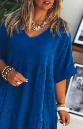 Royal blue LISA short-sleeved dress