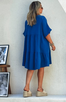 Robe LISA courte manches courtes bleu roi